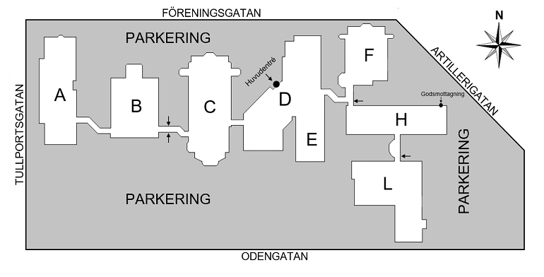 Orienteringskarta av EDs skolbyggnad.